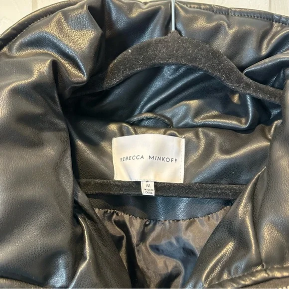 Rebecca Minkoff Black Faux Leather Puffer Oversized Jacket - Picture 9 of 10